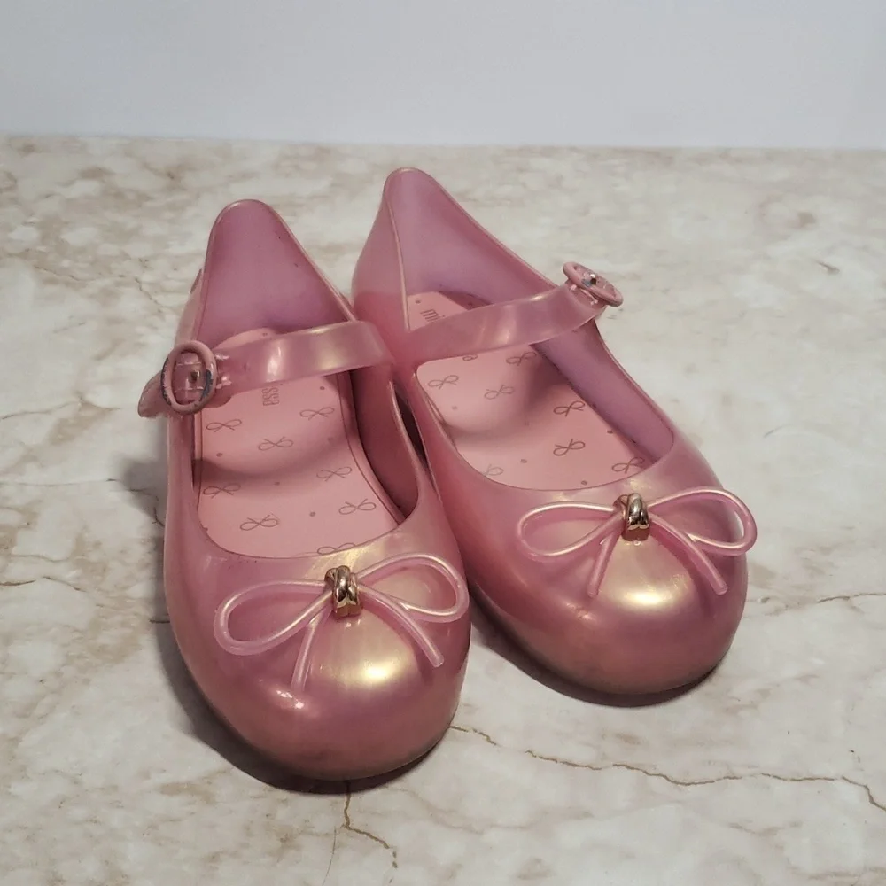 Mini Melissa Pink Mary Jane Flats with Bow Size  11